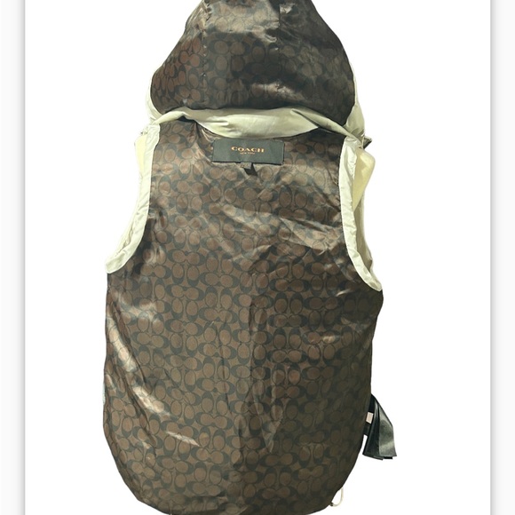 White COACH Puffer Vest with Brown Coach Lining Size Small - Picture 3 of 3